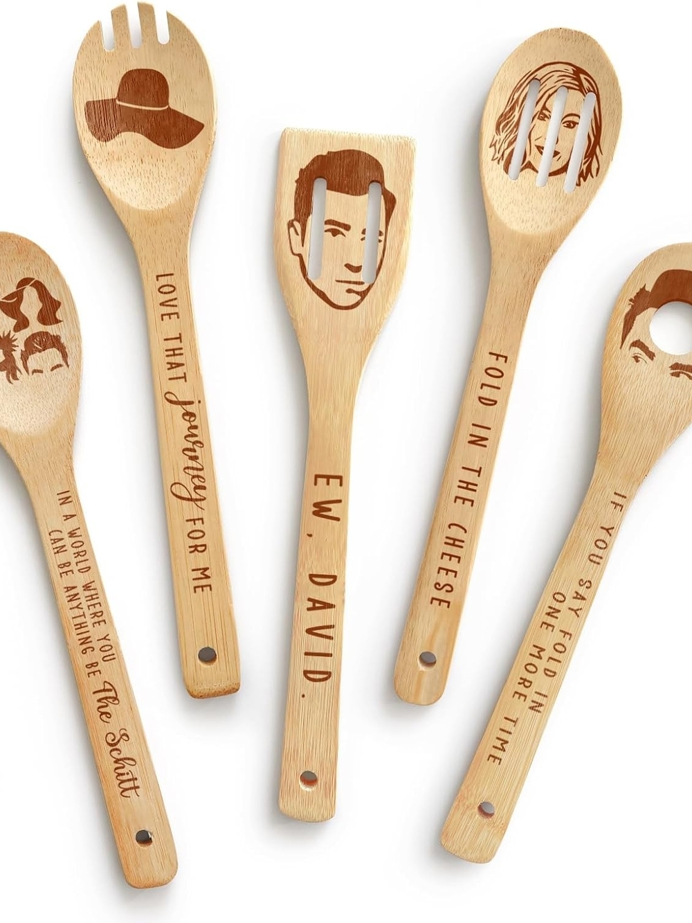 5Pcs Wooden Bamboo Cooking Spoons, Schitts Creek TV Show